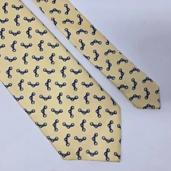 ZADI ANDREWS TIES MILANO ITALY SILK TIE CREAM BLUE HORSEBIT FOULARD 4