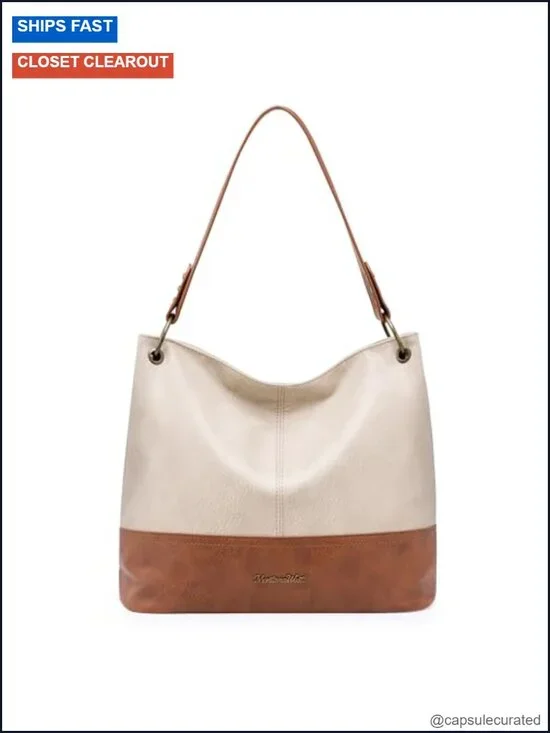 Faux Leather Hobo Bag Zip-Top Tote Handbag with Anti-Theft Pocket Daily Use