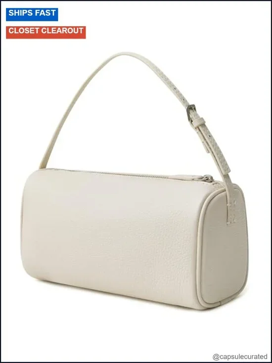 Genuine Leather Mini Barrel Hobo Purse with Detachable Crossbody Strap