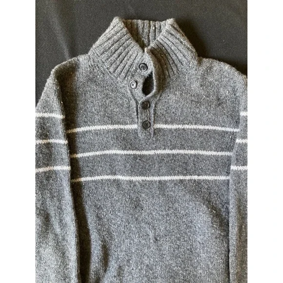 Banana Republic Mens XL Gray Wool‎ Silk Blend Striped Donegal Mock Neck Sweater