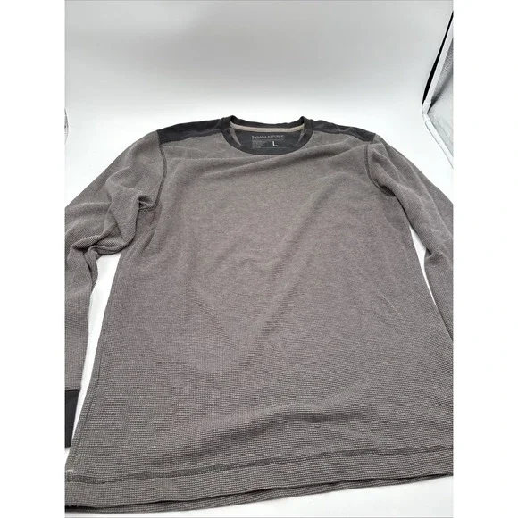 Banana Republic Thermal Style Long Sleeve‎ Shirt Mens Size Large Gray Cotton