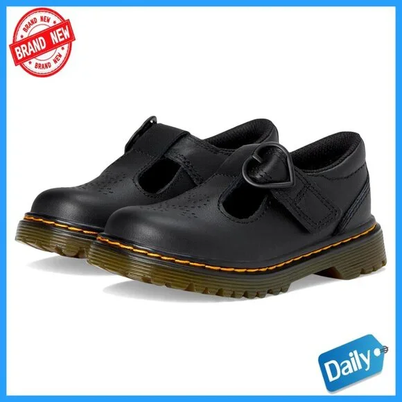 Toddler Girls Leather Mary Jane Flats with Adjustable Strap