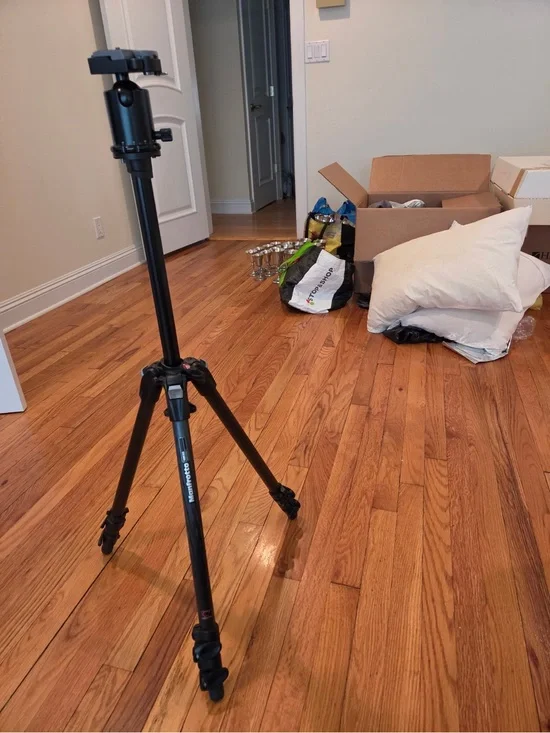 Manfrotto Black Camera Tripod with Fluid Ball Head and case