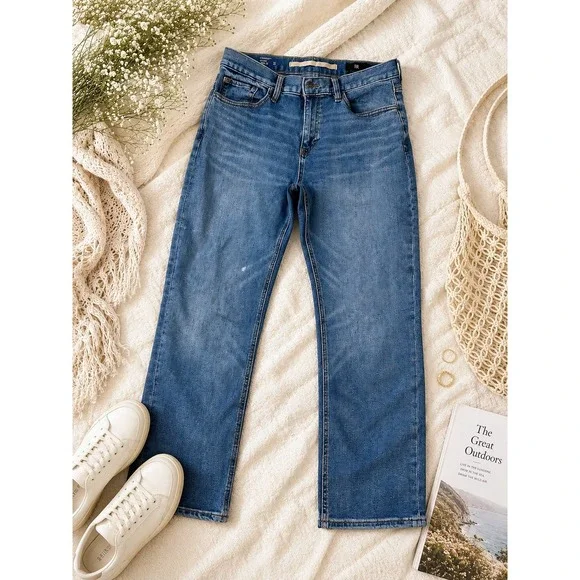Banana Republic Mens‎ Straight Leg Jeans Medium Wash Blue Denim 34x30 Stretch