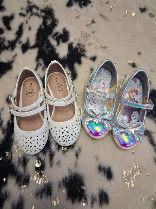 wonder nation White Mary Jane Flats & Iridescent Frozen Holographic Dress Shoes