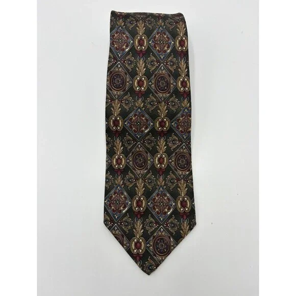 Vintage‎ Croft and Barrow Tie Necktie Paisley Abstract 58” Multicolor Silk