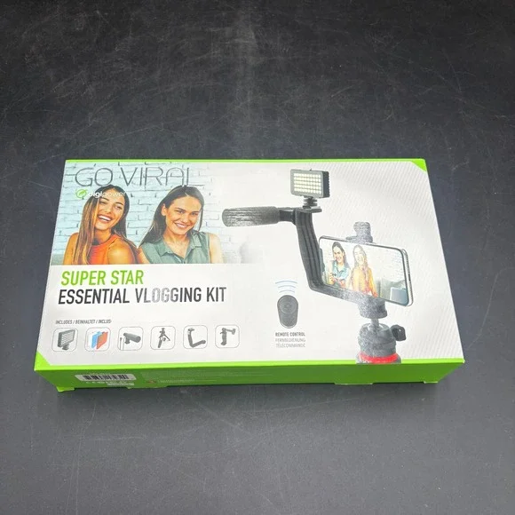 Digipower Go Viral Super Star Essential Vlogging Kit LED Light Mic Tripod
