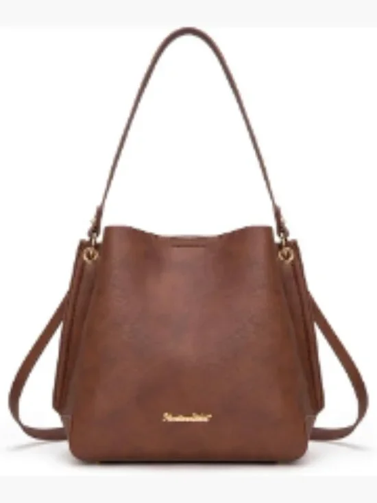 Medium Hobo Bag for Women, 3 Compartments, Faux Leather, Shoulder/Crossbody