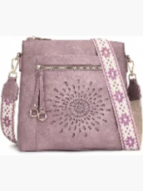 Faux Leather Multi-Pocket Hobo Crossbody Bag with Adjustable Guitar Strap