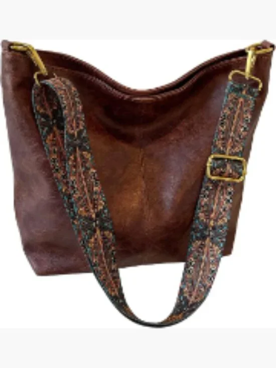Boho Hobo Crossbody Bag Vegan Leather Shoulder Purse Adjustable Strap
