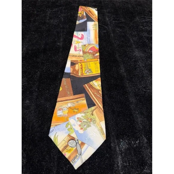 Vintage 1993 Nicole Miller Cinco de Mayo Corona Pacifico Silk Novelty Tie