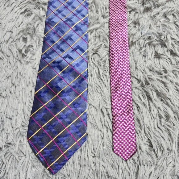 Tommy Hilfiger Mens Tie Blue Plaid Diagonal Striped Silk Geometric Formal Office