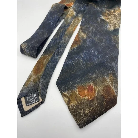 Ungaro Paris Silk Tie Men Abstract Impressionist Navy Gold Made in Italy Vintage