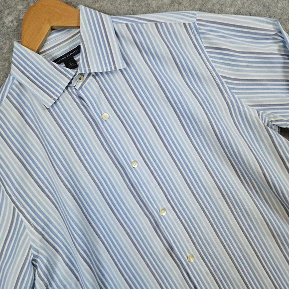 Banana Republic Men's Size S Dress Shirt Blue‎ Striped Long Sleeve 100% Cotton