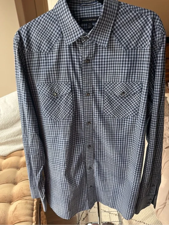 Banana Republic‎ Western Plaid Button-Down Shirt - Men’s Large Tall