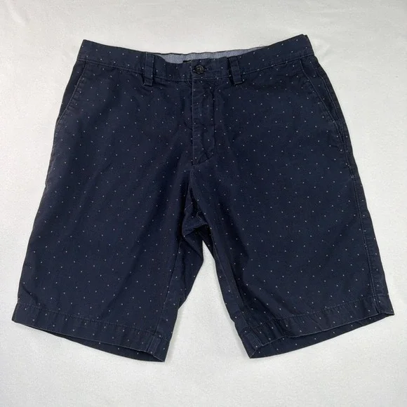 Banana Republic Men's Chino Shorts Size 32 Navy Dot Print Flat Front Cotton