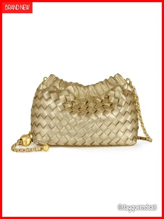 Woven Faux Leather Crossbody Hobo Bag with Adjustable Strap Clutch Purse