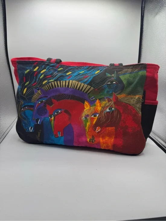 Wild Horses Of Fire Laurel Burch Medium Canvas Art Hobo Purse Tote Equine