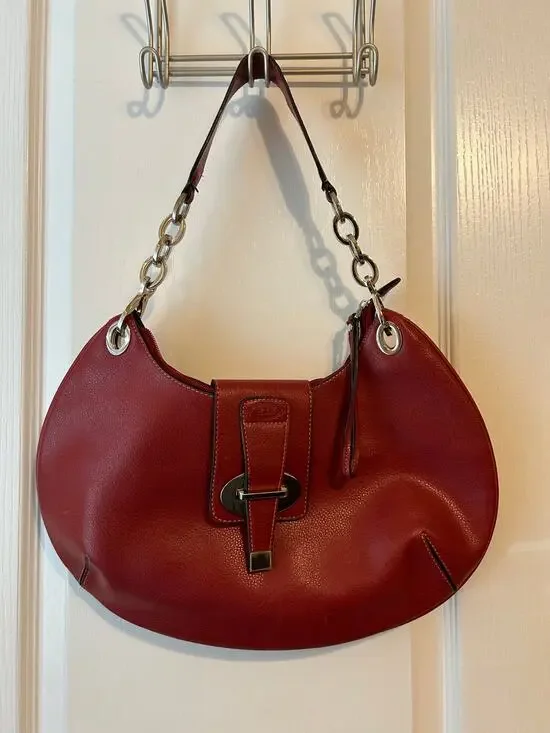 Tod's Vintage Micky Hobo Shoulder Leather Red Hobo Bag