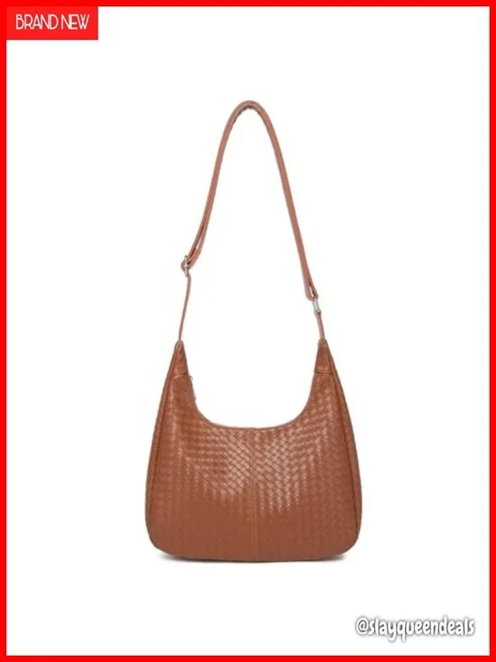 Woven Hobo Bag Faux Leather Crossbody Shoulder Purse