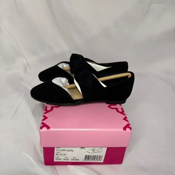 Girls' Clair-Girl Bow Tie Suede Casual Flats Size 8M