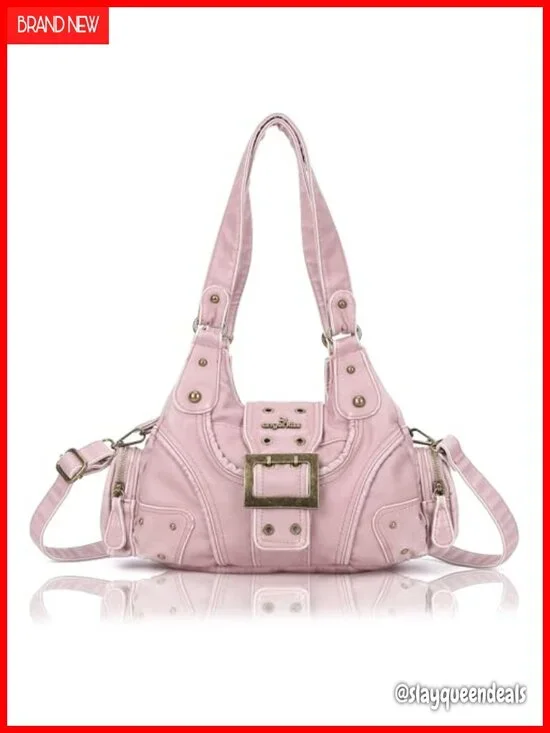 Vegan PU Leather Hobo Handbag, Multi-Pocket Crossbody Shoulder Bag