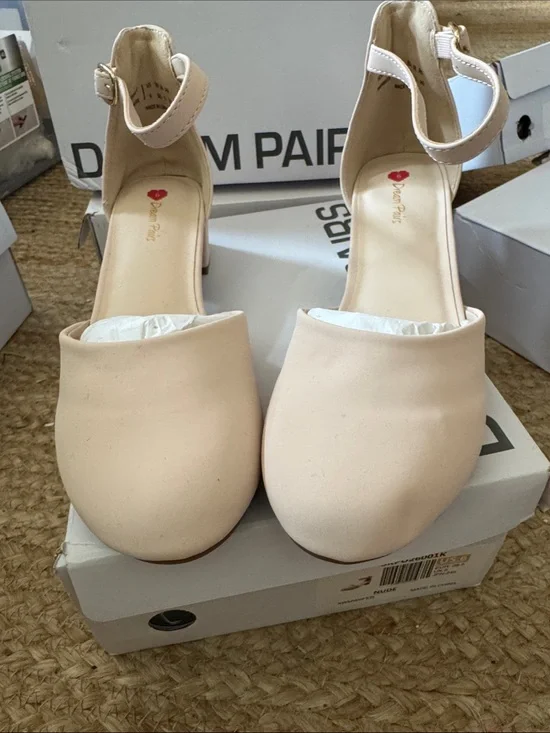 Dream Pairs Blush Ankle-Strap Round-Toe Heels