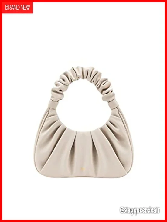 Vegan Leather Ruched Hobo Handbag with Magnet Closure