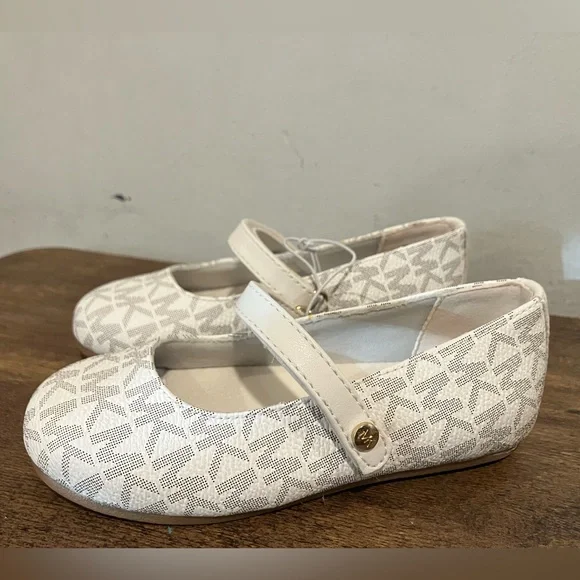 MICHAEL Michael Kors Girls' Cream/White Monogram Mary Janes