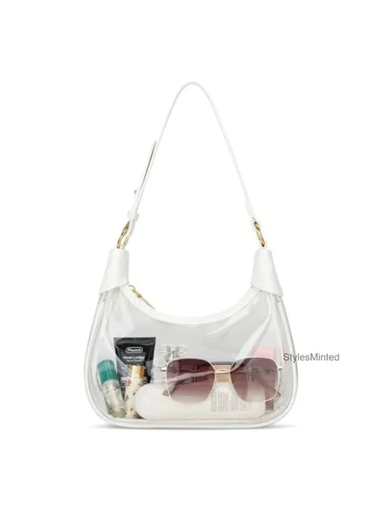 Clear PVC Stadium-Approved Underarm Shoulder Bag, Adjustable Strap Hobo