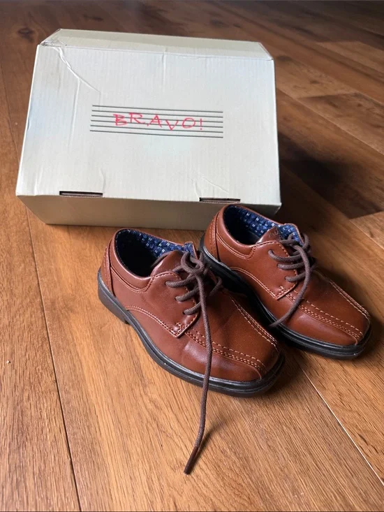 Kids' Brown Leather Dress Shoes - Lace-Up Comfort