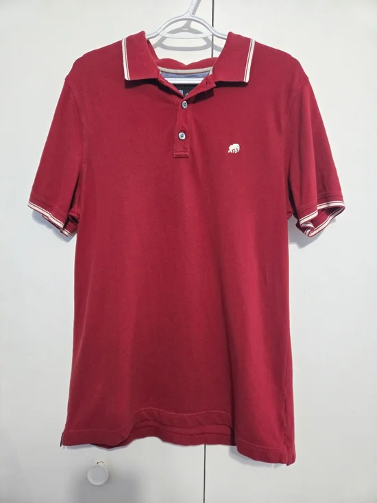 Banana Republic Red Polo Shirt Large Bear Logo Stretch‎ Cotton Men