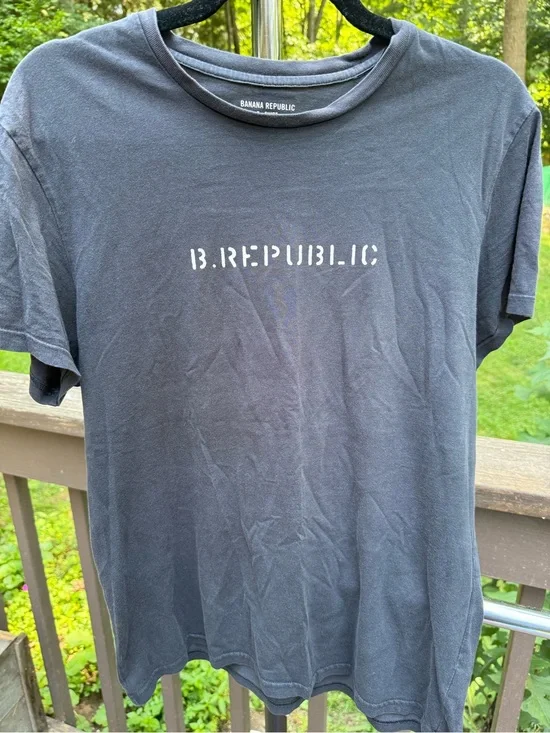 Banana Republic Black Tee with White 'B.REPUBLIC' Stencil