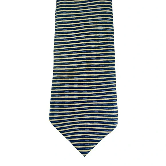 Stafford Mens Tie Striped Navy Gold Silk Spotless Professional Long 61x4
