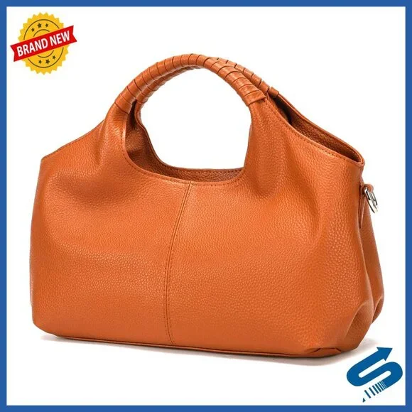 Genuine Leather Hobo Tote Bag with Adjustable Straps