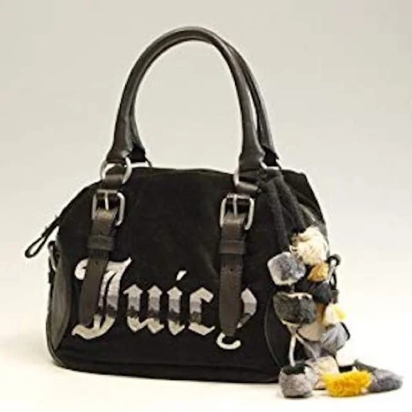 Juicy Couture Velour Leather Embroidered Hobo Purse