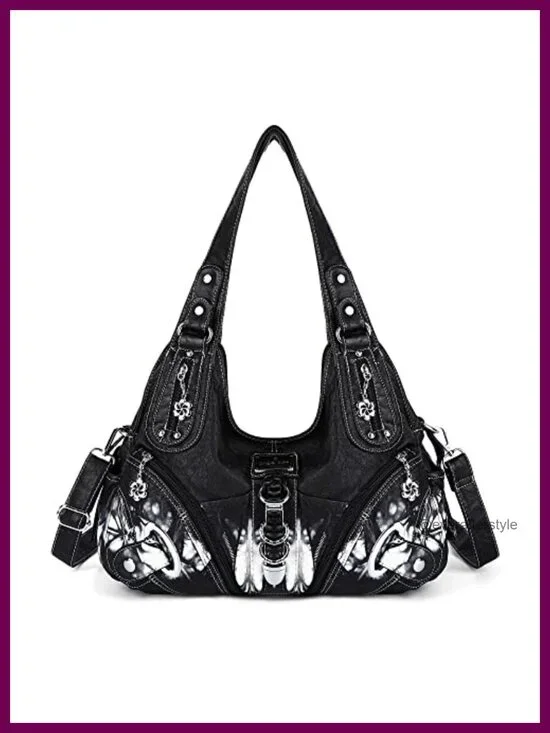 Women's Faux Leather Hobo Satchel Bag with Double Straps, Large Everyday Purse