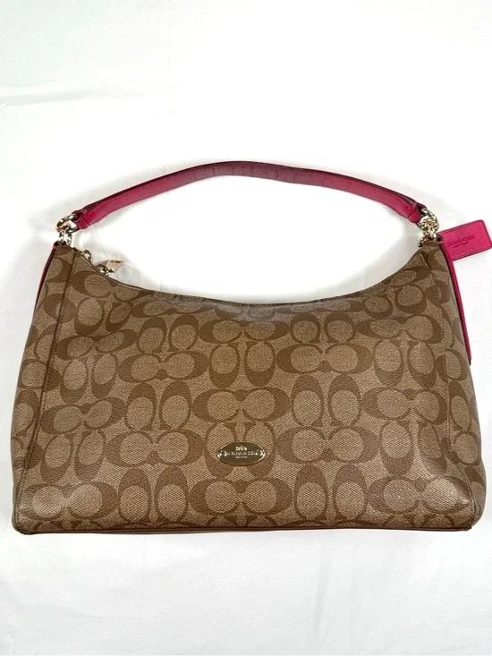 COACH Womens East West Celeste Hobo F34899 Signature Canvas Shoulder Bag Pink