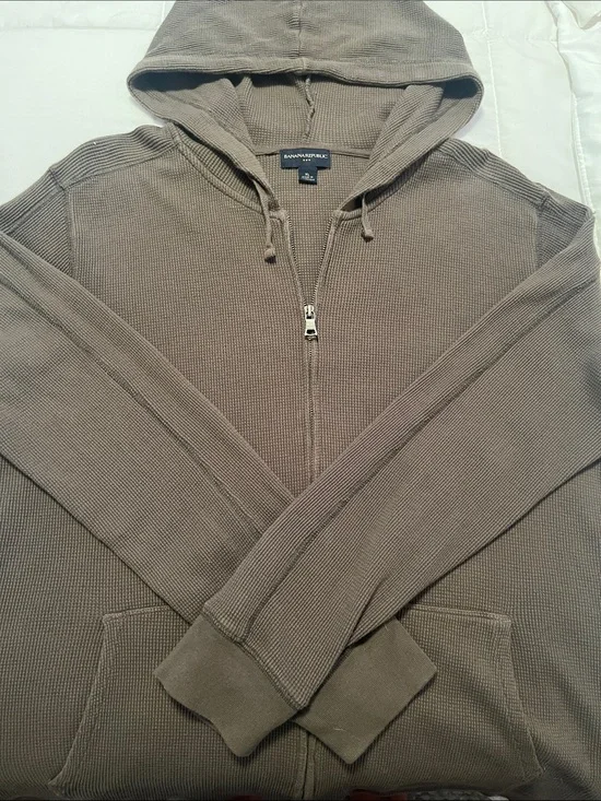 Banana Republic Men's Brown Zip-Up Hoodie Sweater Size XL EUC