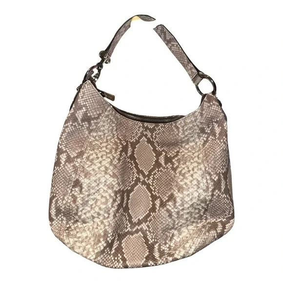 Michael‎ Kors Fulton Brown Snakeskin Hobo Shoulder Bag