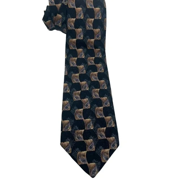 Robert Talbott Best of Class  Neck Tie Black/Gold Sz 58