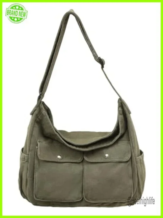 Canvas Messenger Bag Women Large Capacity Hobo Crossbody Shoulder Tote Laptop