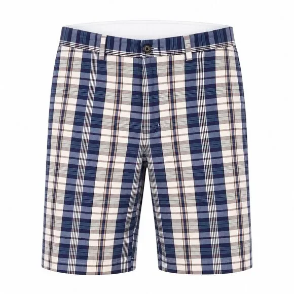 Banana Republic Flat Front Chino Shorts Men's 38 Blue Plaid