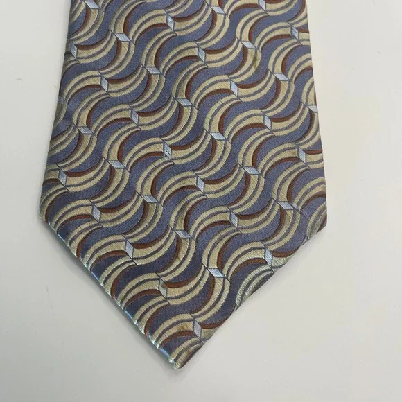 Geoffery Beene Handmade Modern‎ Silk Tie Silver, Gold, Brown 59