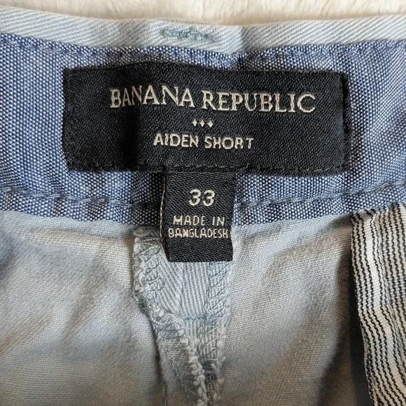 Banana Republic 98% Cotton Light Blue‎ Aiden Chino Shorts 33 Preppy Quiet Luxury