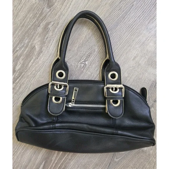 Vintage Chateau Y2K Black Hobo Bag Double Buckle Hardware Grunge Shoulder Purse