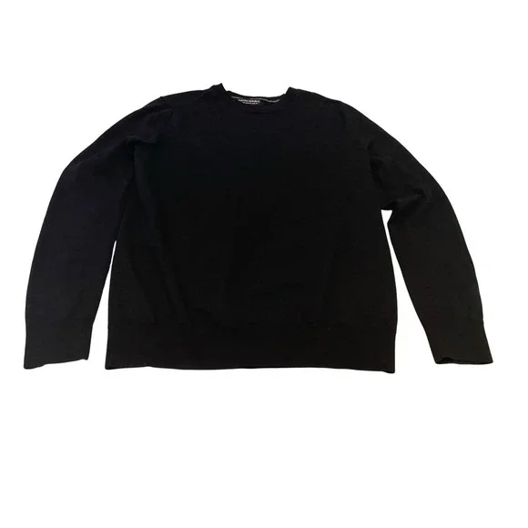 Banana Republic Sweater Mens Large L Black Italian Merino Wool Crewneck Pullover