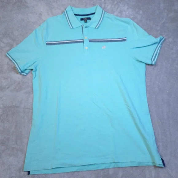 Banana Republic Milly Polo Mens XL Aqua Blue Striped Pique Preppy‎ Summer Casual