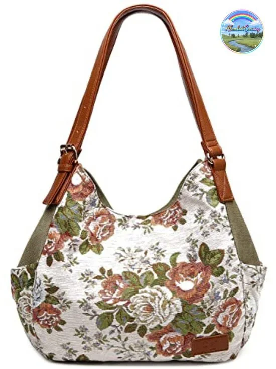 Canvas Hobo Purse Multi Pocket Tote Shopper Shoulder Bag Top Handle Handbag