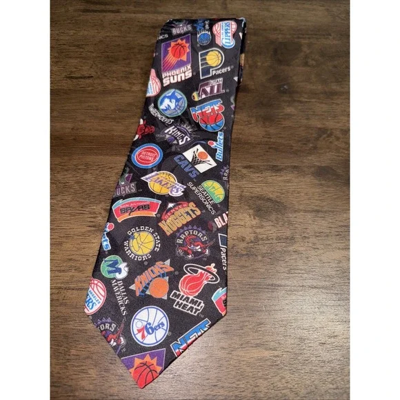 NBA Team Logo Necktie by Surrey Vintage 1994 Basketball Tie Jazz‎ Knicks Bulls